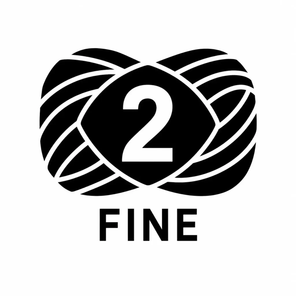 Icono de ovillo con el número 2 y la categoría Fine para indicar un hilo fino.