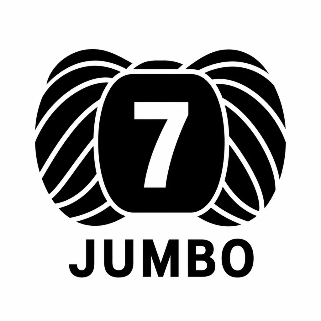Icono de ovillo con el número 7 y la categoría Jumbo para indicar un hilo extra grueso.